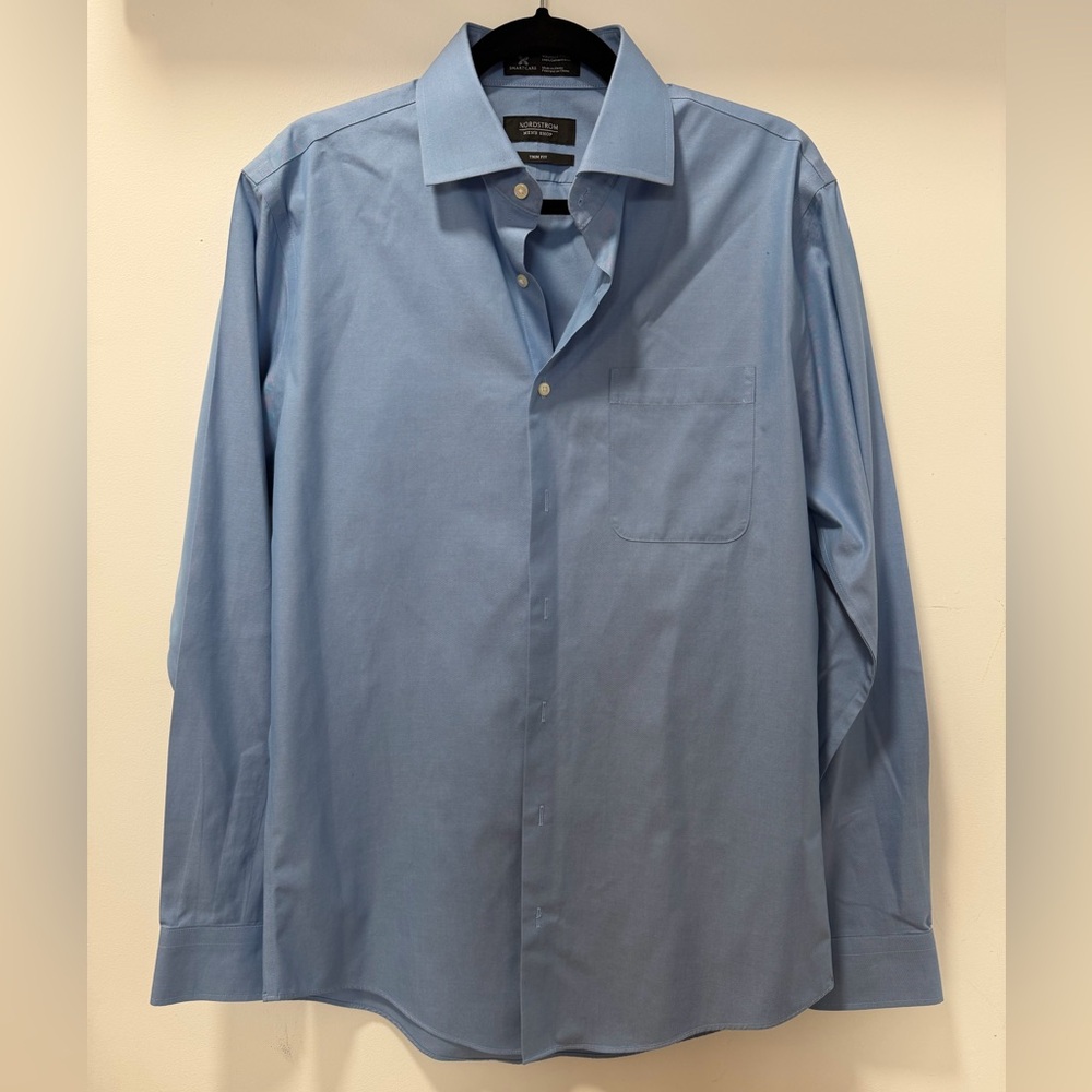 Nordstrom Men's Shop Light Blue Trim Fit Shirt